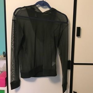 Forever 21 Dark Green Mesh Hoodie